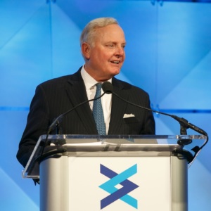 Judge Holmes at podium, 2018