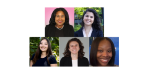 Headshots of the law students joining the NAC for the 2024-2026 term. Top row (L-R): Kayla Campbell, Christina Vazquez. Bottom row (L-R): Kaila Wilkinson, Hannah Dean, Carschana Laporte
