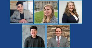 Headshots of 2025 Opioid Crisis Response Fellows Maegan Pirtle, Courtney Brothers, Carrie Stambaugh, Lauren Williams, and Justin Apperson
