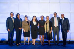 2025 Scales of Justice program participants (L-R) Frank Jimenez, Archi Pyati, Adrieanna Hutson, Taylor Sartor, Bri Crawford, Verna Williams, Rishi Varma, and Ernest Greer