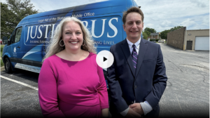 Screenshot of video of Fellows with Justice Bus
